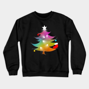 Colorful Rainbow Christmas Tree With Bright Christmas Lights Crewneck Sweatshirt